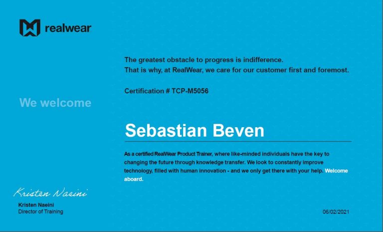 Sebastian Beven Training Certification
