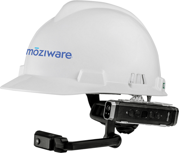 Moziware Cimo mounted on a hard hat