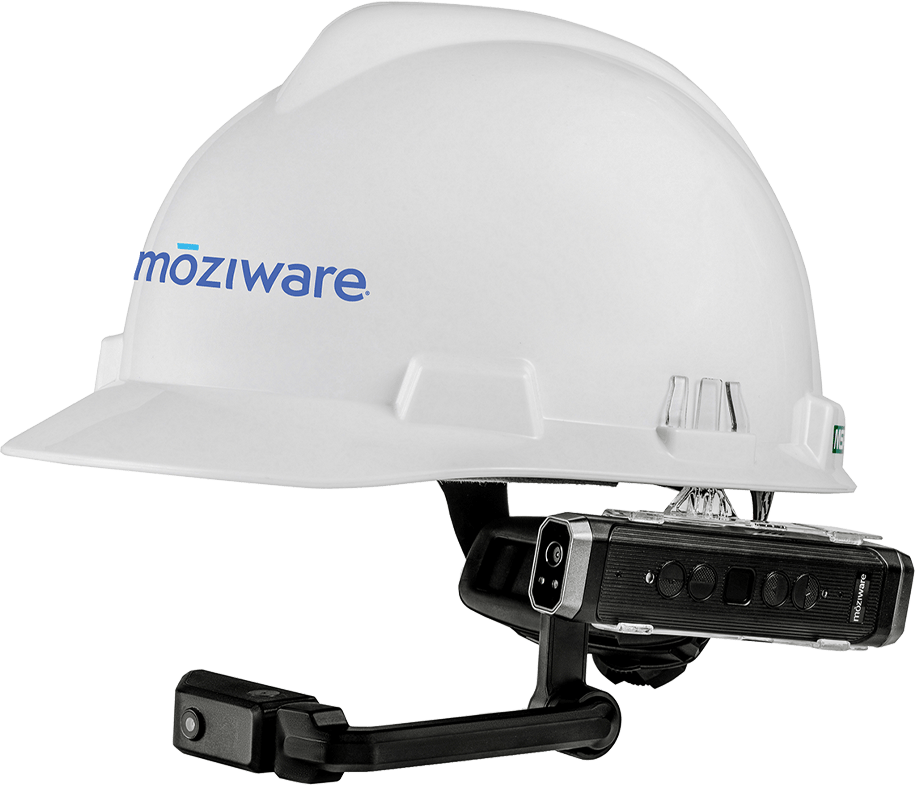 Moziware Cimo mounted on a hard hat