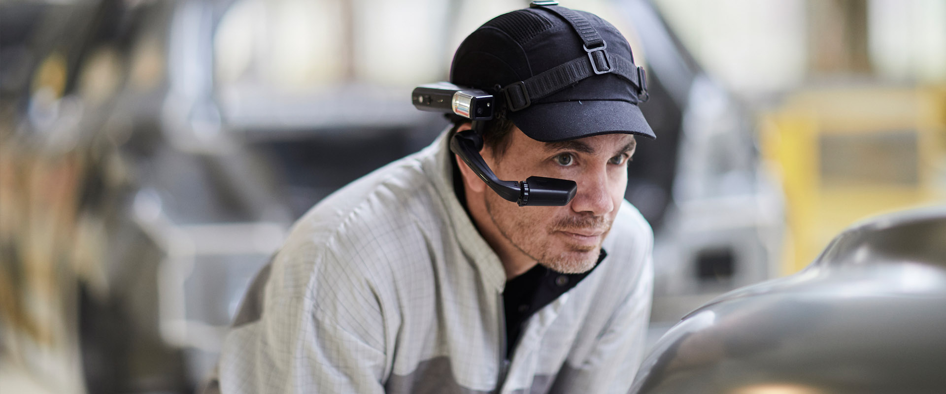 Man offering an industry solution AR headset